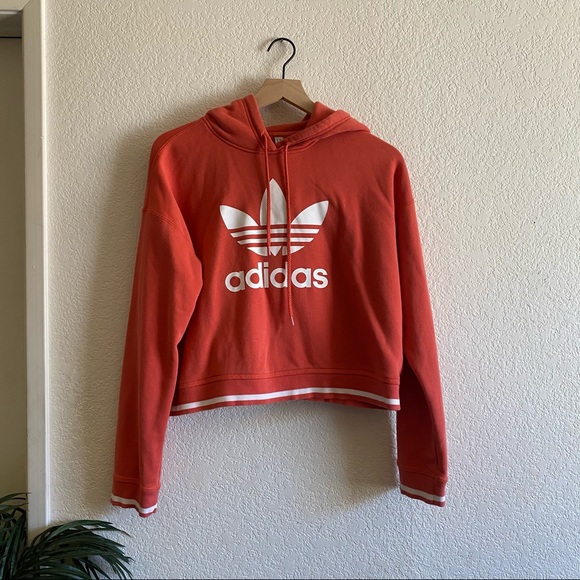 adidas Tops - Adidas Cropped Hoodie Sweatshirt Coral Peach
